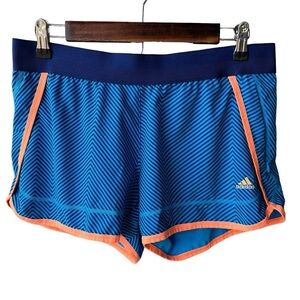 Adidas Shorts Blue Orange Active Pullon Elastic Waist Workout Athleisure Medium